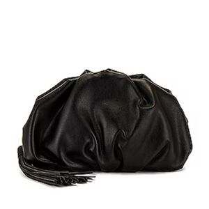 Rebecca Minkoff Black Ruched Clutch Faux Leather With Tassel